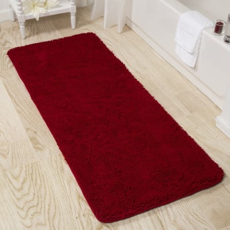 HASTINGS HOME Hastings Home Memory Foam Shag Bath Mat 2-feet by 5-feet - Burgundy 346890GVU